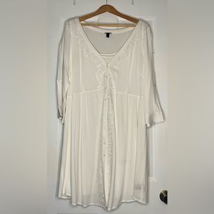 Embroidered White Gauze Shirt Dress - Torrid
